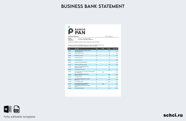 цифровая загрузка выписки по счету фирмы Banco Pan Bank в формате Word и PDF шаб